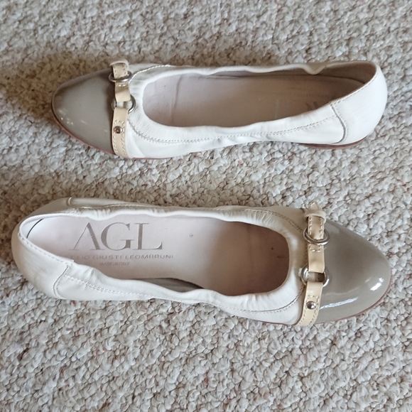 Attilio Giusti Leombruni Monika Ballet Flats Taupe cap & white leather size 37.5 - Picture 7 of 14